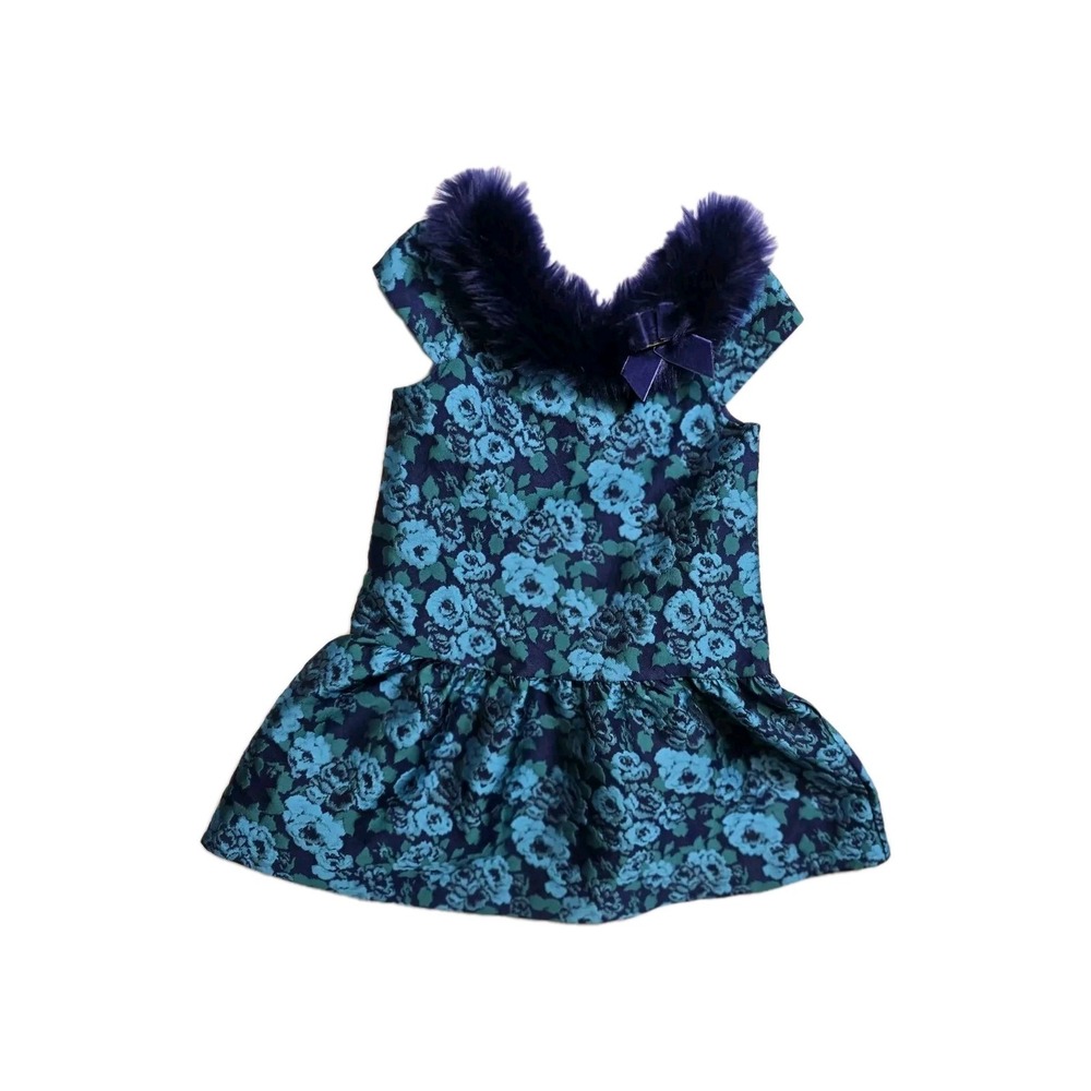 Janie And Jack Cerulean Floral Jacquard Dress Girls Size 5